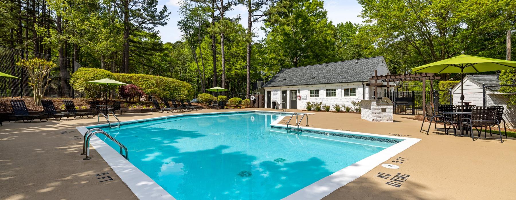 a swimming pool in a backyard